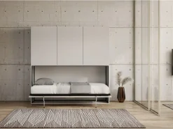 Les Tendances Cama abatible horizontal Bounto blanca 85x185 cm con almacenaje y librería composición D-