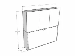 Les Tendances Cama abatible horizontal Bounto blanca 85x185 cm con almacenaje y librería composición D-