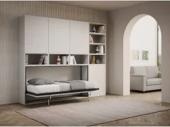 New ITAMOBY Cama abatible individual horizontal Kando composición E Fresno Blanco