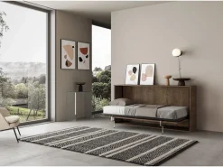 Discount ITAMOBY Cama abatible individual horizontal Kando con colchón Nogal Marru00f3n