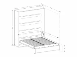 Vente-unique Cama abatible queen size 160 x 200 cm apertura vertical con leds - RAPILI