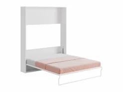 Outlet Vente-unique Cama abatible vertical 160 x 200 cm blanca con colchón - MALINA II Blanco