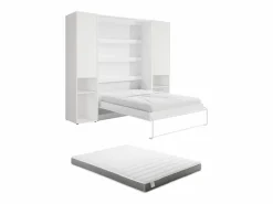 Outlet Cama abatible vertical 160 x 200 cm 2 armarios + colchón - RAPILI Cama Abatible