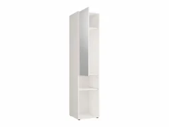 Vente-unique Cama abatible vertical 140 x 200 cm blanco y natural 2 armarios con espejo - RAPILI