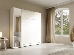 Vente-unique Cama abatible vertical 160 x 200 cm 1 armario + espejo + colchón - RAPILI