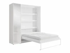 Vente-unique Cama abatible vertical 160 x 200 cm 1 armario + espejo + colchón - RAPILI