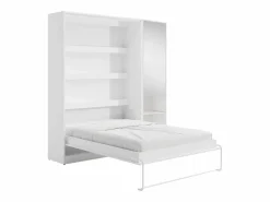 Vente-unique Cama abatible vertical 160 x 200 cm 1 armario + espejo + colchón - RAPILI