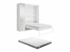 Vente-unique Cama abatible vertical 160 x 200 cm 1 armario + espejo + colchón - RAPILI