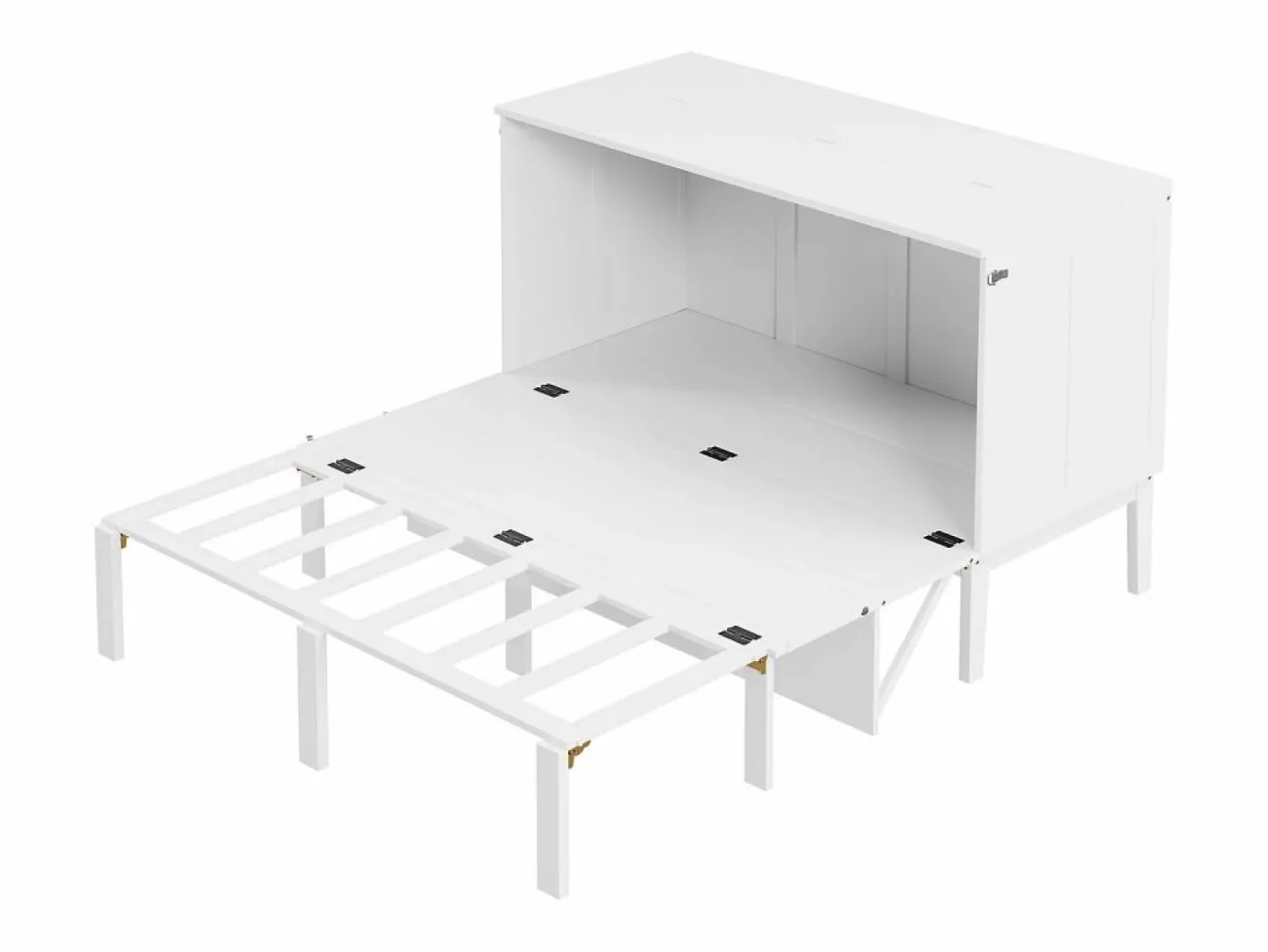 Outlet Merax Cama abatible vertical 140 x 200 cm - Madera MDF - Somier de láminas - Blanco