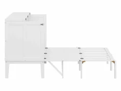 Outlet Merax Cama abatible vertical 140 x 200 cm - Madera MDF - Somier de láminas - Blanco