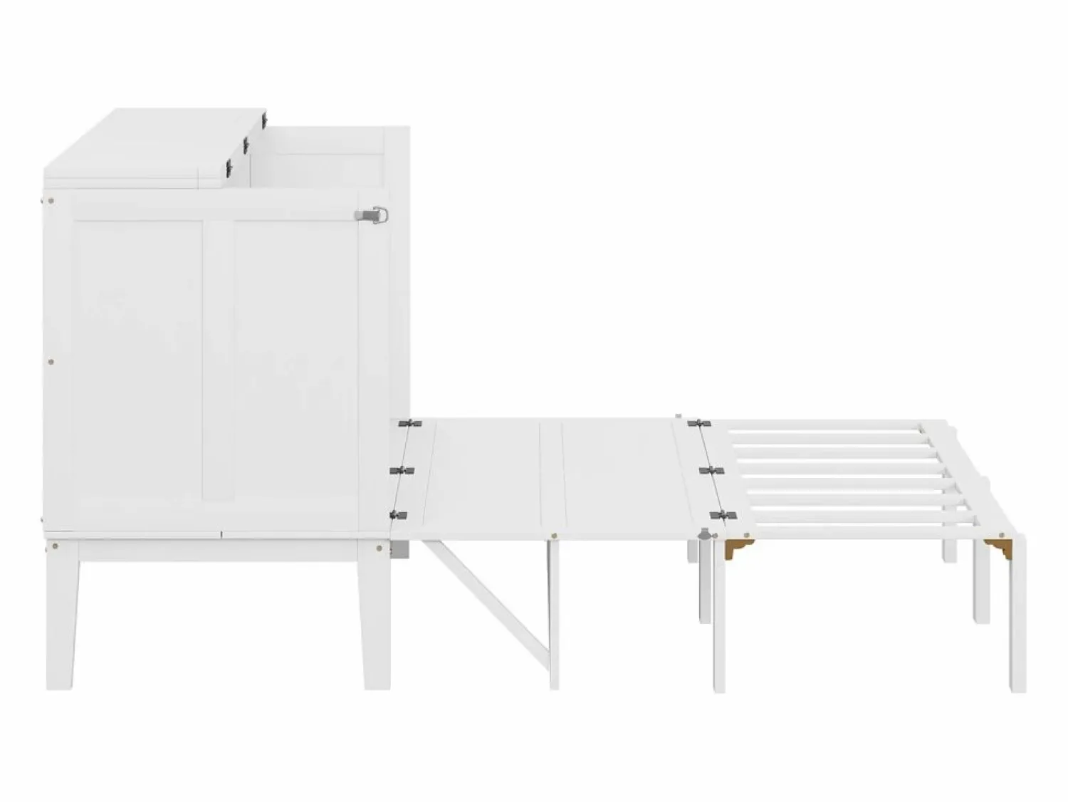 Outlet Merax Cama abatible vertical 140 x 200 cm - Madera MDF - Somier de láminas - Blanco