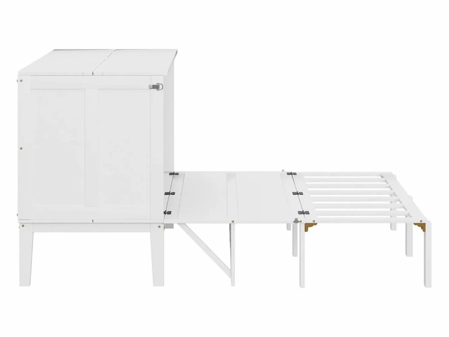Outlet Merax Cama abatible vertical 140 x 200 cm - Madera MDF - Somier de láminas - Blanco