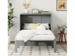 New Merax Cama abatible vertical 90 x 200 cm con somier de láminas, madera contrachapada + MDF, (sin colchón) Gris