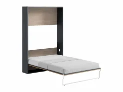 Sale Cama abatible vertical 140 x 200 cm natural y antracita con colchón - MALINA II Cama Abatible