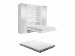 Online Cama abatible vertical 140 x 200 cm 2 armarios + espejo + colchón - RAPILI Cama Abatible
