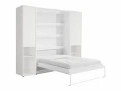 Clearance Cama abatible vertical 160 x 200 cm blanca 2 armarios - RAPILI Cama Abatible