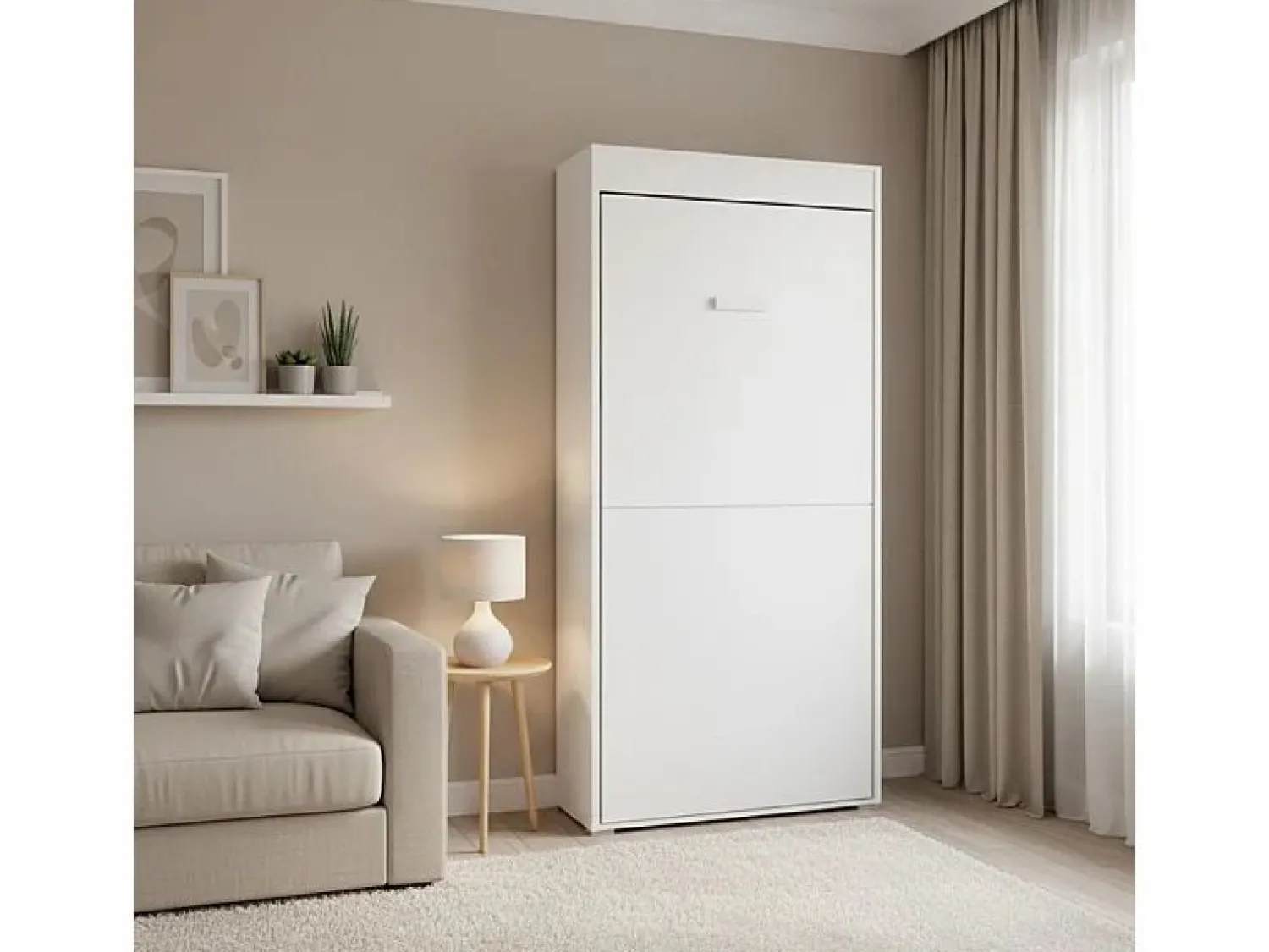 Discount Cama abatible vertical aglomerado melaminizado 90x190cm Blanco