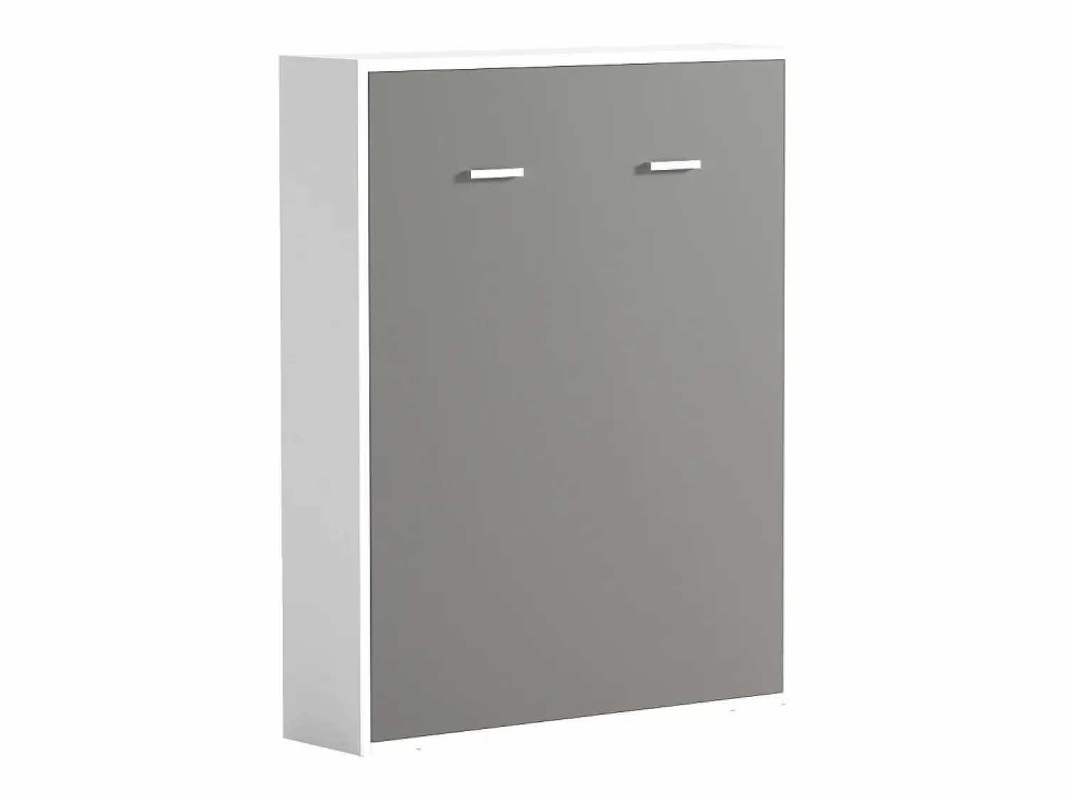 Vente-unique Cama abatible vertical de 160 x 200 cm gris y blanco con colchón - MALINA II Gris / Blanco