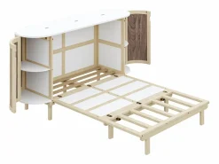 Discount ModernLuxe Cama abatible 140x200 cm - con compartimentos de almacenamiento - natural (colchón no incluido) Color natural claro
