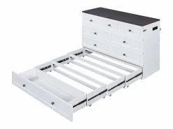 Discount Cama abatible 140x200 cm - Con cajón, USB y enchufe - Pino + MDF - Carga máx. 204 kg - Cama Abatible