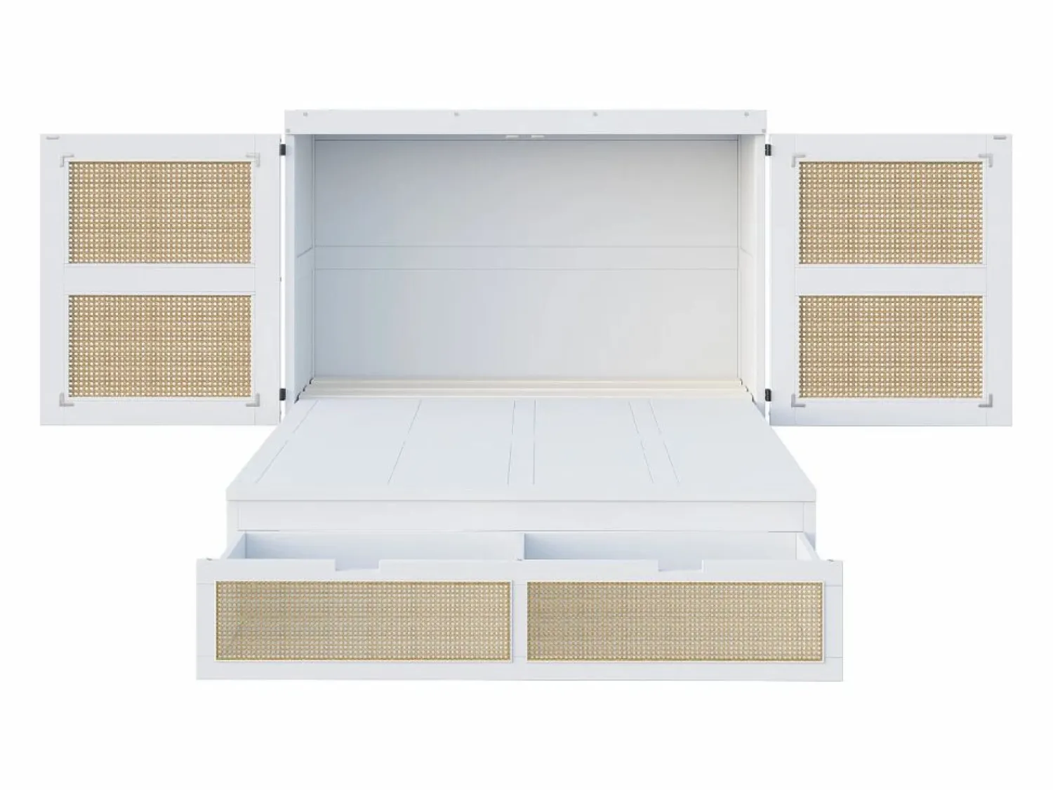 Outlet Cama abatible 140x200 cm - con cajones - en madera maciza - con somier de láminas - (colchón no incluido) Cama Abatible