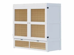 Outlet Cama abatible 140x200 cm - con cajones - en madera maciza - con somier de láminas - (colchón no incluido) Cama Abatible