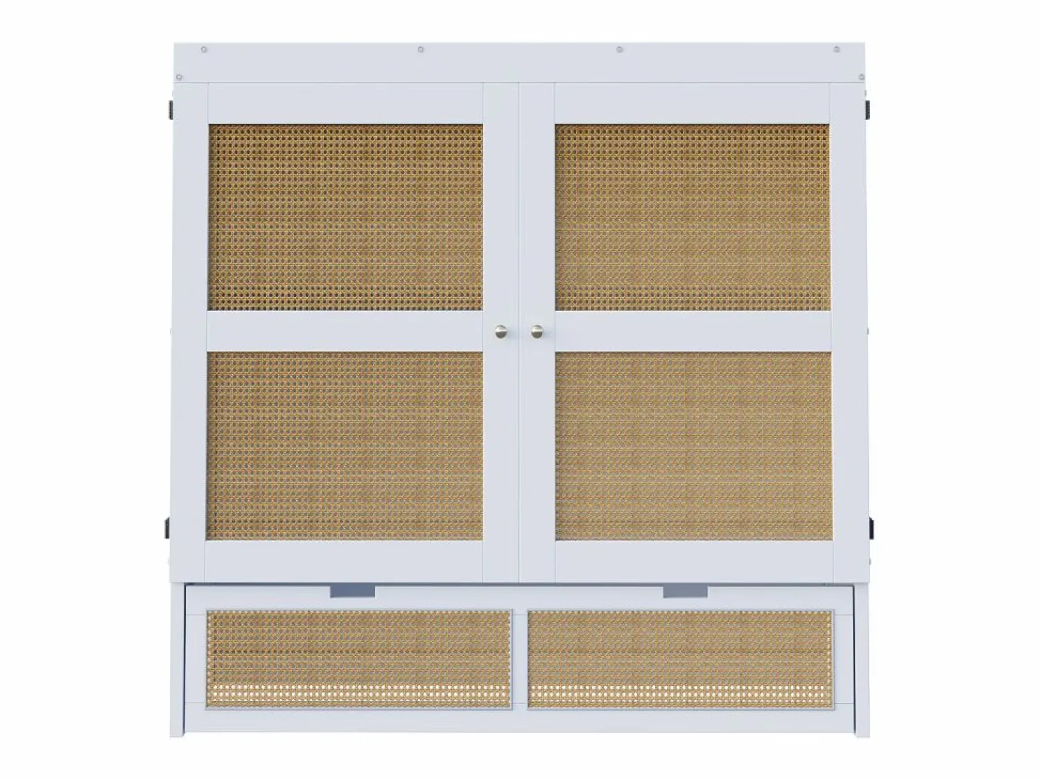 Outlet Cama abatible 140x200 cm - con cajones - en madera maciza - con somier de láminas - (colchón no incluido) Cama Abatible