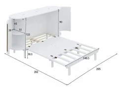 Cama abatible 140x200 cm - con compartimentos de almacenamiento - (colchón no incluido) Cama Abatible