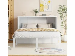 Outlet Cama abatible 140x200 cm - Con estructura de láminas - Madera - Carga máx. 200 kg - Cama Abatible