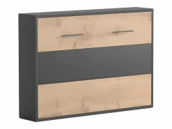 New Vente-unique Cama abatible 140x200 cm apertura horizontal antracita natural + colchón - MALINA II Gris antracita / Color natural claro