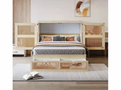 Online Hauss Spole Cama abatible 140x200 cm con somier y 2 cajones - Natural claro Color natural claro