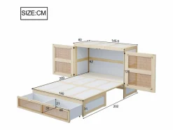 Online Hauss Spole Cama abatible 140x200 cm con somier y 2 cajones - Natural claro Color natural claro