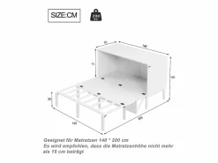 Outlet Hauss Spole Cama abatible 140x200 cm, con somier - Cama niño/adulto - Madera blanca Blanco