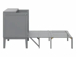 Discount DripeX Cama abatible 90x200 cm en madera - Con somier de láminas - Carga máx. 150 kg - Gris