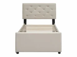 Outlet Cama acolchada 90x200 cm en terciopelo con cama nido 90x190 cm, somier de lamas, cama infantil , sin colchón Cama Diván|Cama Nido