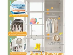 Online Cama alta 90 x 200 cm con armario y 6 estantes - Tablero de partículas + MDF - (sin colchón) Cama Alta|Cama Infantil