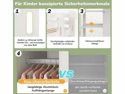 Online Cama alta 90 x 200 cm con armario y 6 estantes - Tablero de partículas + MDF - (sin colchón) Cama Alta|Cama Infantil