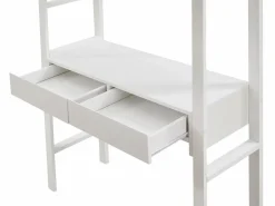 Clearance Vente-unique Cama alta 90 x 190 cm con escritorio y almacenamiento pino y MDF + colchón - KALIZI Blanco