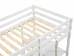Clearance Vente-unique Cama alta 90 x 190 cm con escritorio y almacenamiento pino y MDF + colchón - KALIZI Blanco