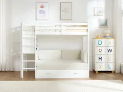 Vente-unique Cama alta 90 X 190 cm con sofá convertible - Pino y MDF - - ORPELIA