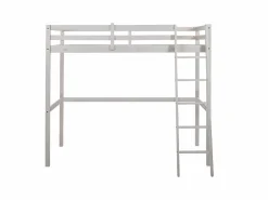 New Vente-unique Cama alta 90 x 190 cm de Pino macizo con colchón GEDEON II Blanco