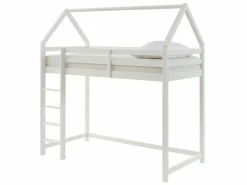 Outlet Cama alta cabaña 90 x 190 cm de madera de pino con colchón - TARZIA Cama Montessori|Cama Alta