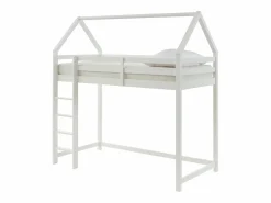 Vente-unique Cama alta cabaña 90 x 190 cm de madera de pino - TARZIA