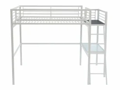 Sale Vente-unique Cama alta CASUALII para 2 personas con escritorio, color , con colchón Blanco