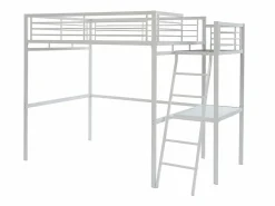 Sale Vente-unique Cama alta CASUALII para 2 personas con escritorio, color , con colchón Blanco