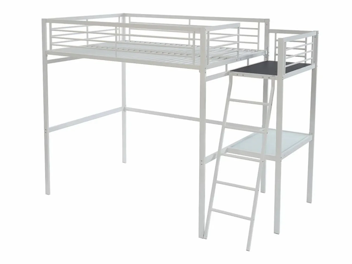 Sale Vente-unique Cama alta CASUALII para 2 personas con escritorio, color , con colchón Blanco