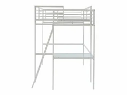 Sale Vente-unique Cama alta CASUALII para 2 personas con escritorio, color , con colchón Blanco