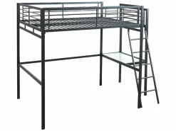 Discount Cama alta CASUALII para 2 personas con escritorio, color negro y colchón Cama Alta|Cama Infantil