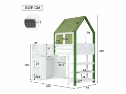 Outlet Cama alta con armario y estante, 90 x 200 cm, cama infantil con somier, color Cama Alta|Cama Infantil