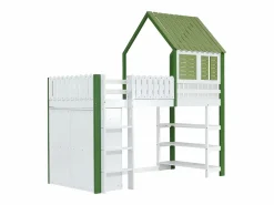 Outlet Cama alta con armario y estante, 90 x 200 cm, cama infantil con somier, color Cama Alta|Cama Infantil